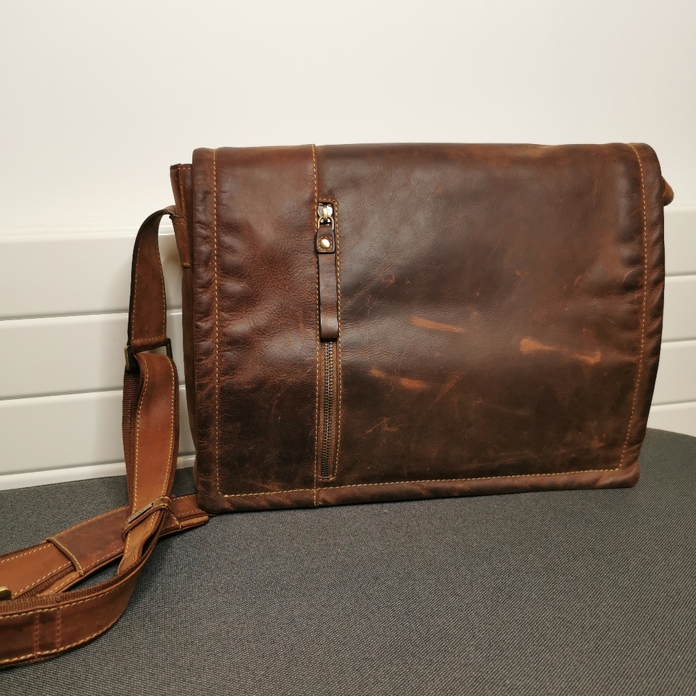 Visconti leather water resistant messenger bag